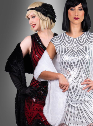 Product image 1 of the product “Long Plush Stole 1920s black or white ”