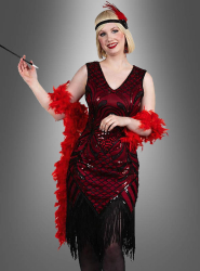 Artikelbild 1 des Artikels “Exklusives 20er Flapper Kleid Vivian 40 - Rot-Schwarz“