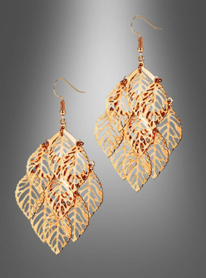Filigree Earrings Leaves golden 