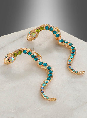 Snake Earrings with Gems Jewellery 