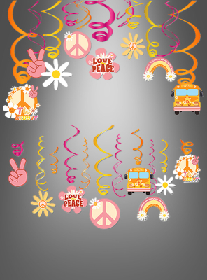 Hippie Deko Swirls Groovy rosa-gelb 