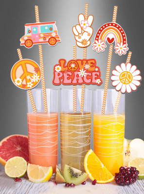 Hippie Party Paper Straws 36 pcs 