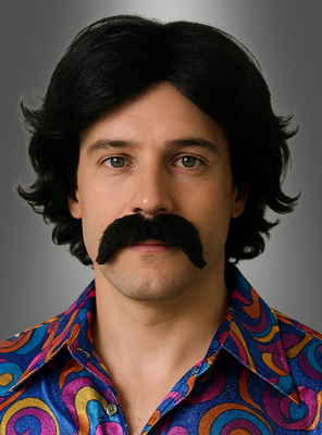 70s Wig and Mustache Johnny 