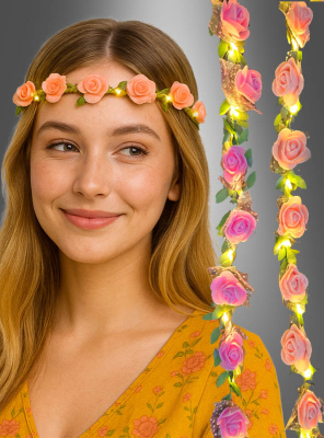 Blumen Haarkranz Rosen mit LED Licht 