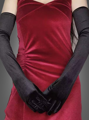 Samthandschuhe lang und schwarz 