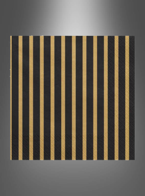Napkins Stripes black gold 20 pcs 