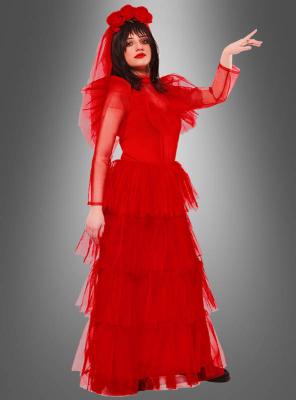 Beetlejuice Kostüm Lydia Hochzeitskleid rot 