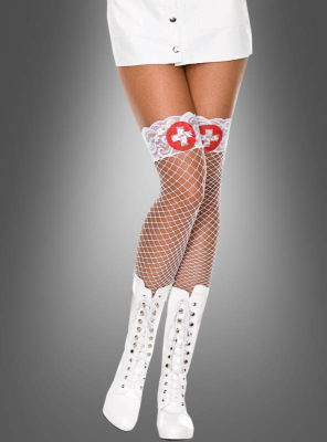 Krankenschwester Netzstrümpfe Overknee 