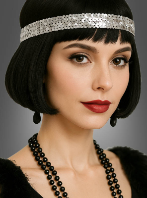 20s Charleston Sequin Headband silver 