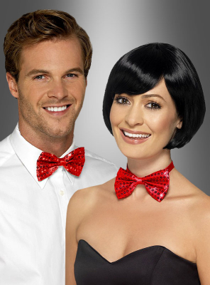 Rote Fliege mit Pailletten 