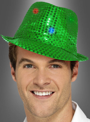 Trilby hat with LED green 