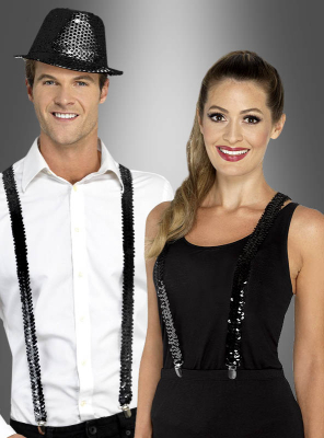 Black Braces with Sequins 