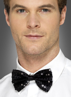 Black Sequin Bow Tie 