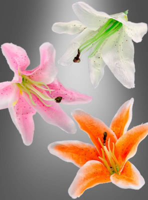 6er Pack künstliche Lilien Blumen Blüten 13cm 