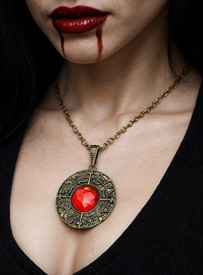 Magical Amulet Necklace with red Stone 