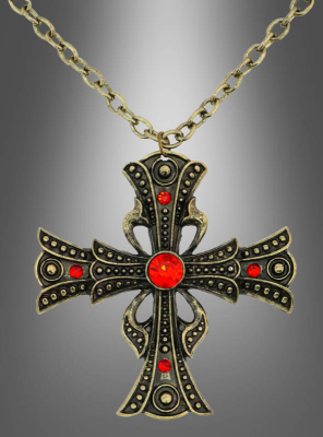 Vampire Necklace Gothic Cross gold 