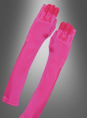 Lange Satin Gala Handschuhe pink 