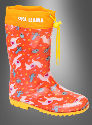 Kinder Gummistiefel gelb-orange mit Lama 32