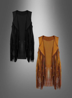 Waistcoat with fringes brown-black 