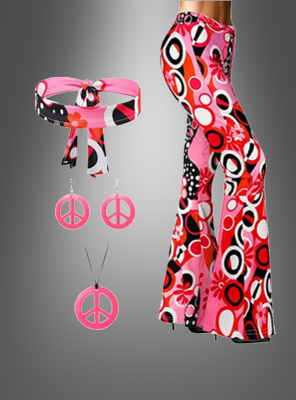 Flare pants with accessories Dream Circles pink-red 
