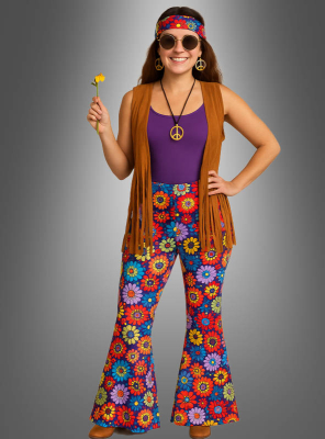60s Hippie Costume Set Flower Power Women 