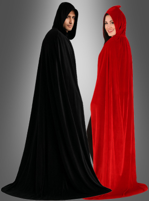 Hooded velvet cape red or black 