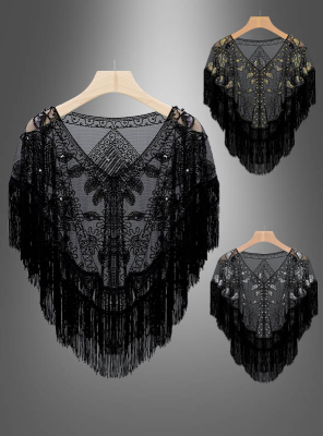 20s Sequin Shawl with Fringes 