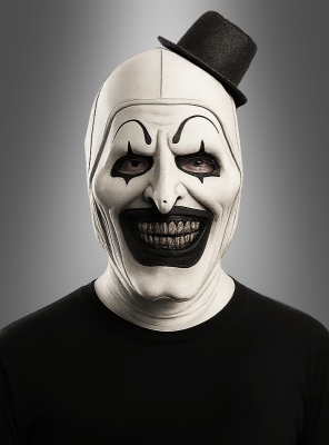 Clown Maske schwarz weiß mit Zylinder 