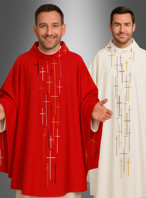 Priester Messgewand mit Kreuzen 