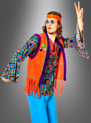 70er 80er años camisa fiesta disfraz hippiehemd señores hippie hippy hippiekostüm 