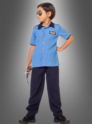Kinder Uniform Kostüm T-Shirt Polizei Blau 92/98 bis 140/146 