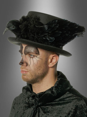 Black Top Hat with Crow Wings 