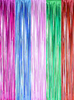 Metallic Party Curtain green, pink or shimmer 