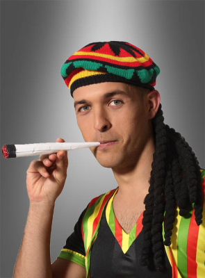 Jamaika Set Rasta Mütze mit Zöpfen 