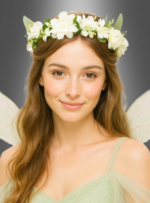 White Flowers Hair Wreath 