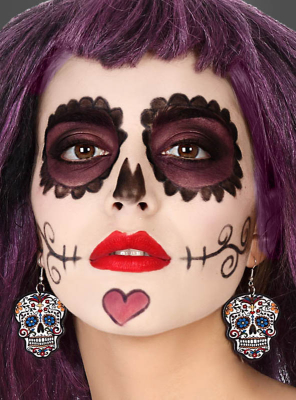 Day of the dead earrings sugar skull 
