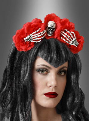 Halloween headband with flowers and skeleton 