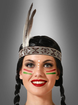 Native American Headband Grey Feather 