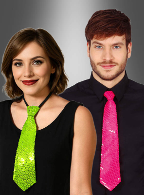 Pailletten Krawatte Neon 
