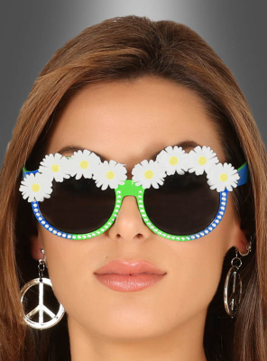 Brille mit Blumen für Hippies 