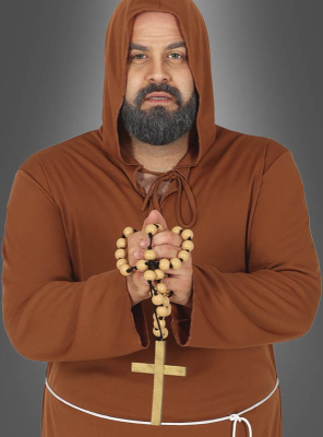 Monk Cross Necklace 90cm with wooden Beads 