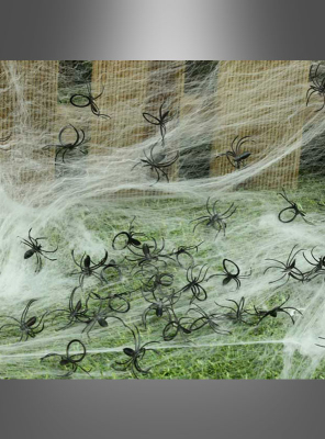 Schwarze Spinnen mit Ring Deko 