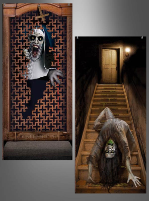 Halloween Türposter 179x80cm Nonne oder Treppe 