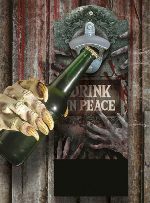 Halloween Bottle Opener Wood 30x12cm 