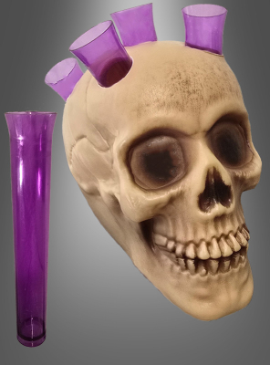 Skull with Laboratory Shot Glasses 