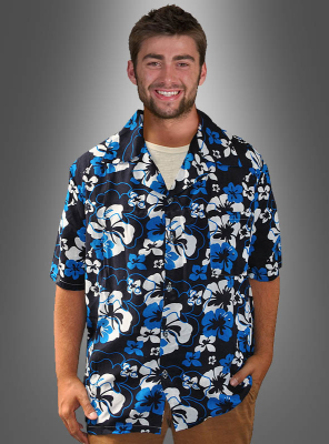 Hawaiian Shirt sea of flowers blue 