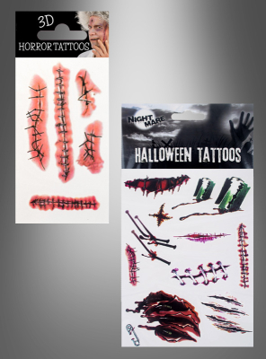 Bloody Wounds Face Tattoo 