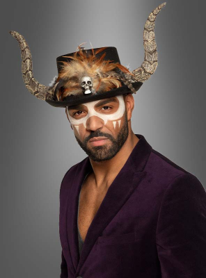 Voodoo Top Hat with Horns Papa Legba 