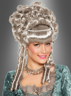 Grey Baroque Wig with Pearls 