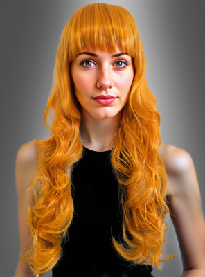 Siren wig long with curls orange 
